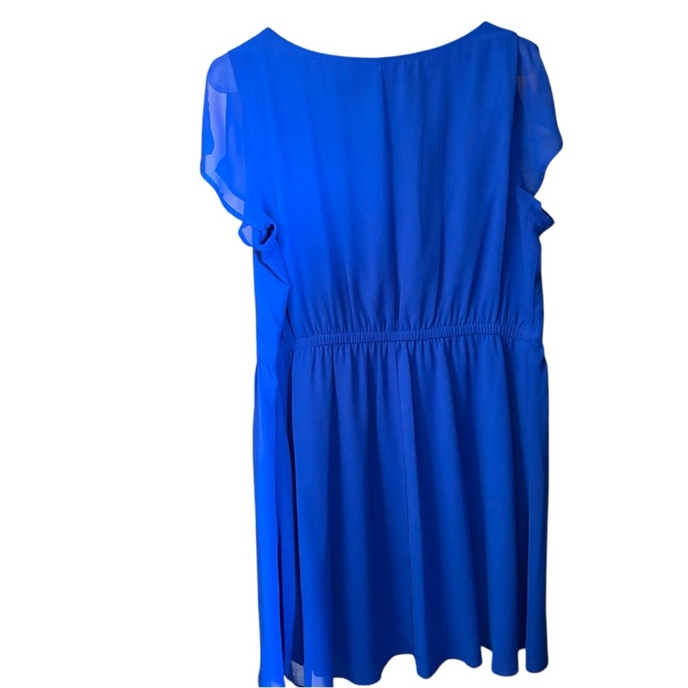 💙💙Express Royal Blue V-Neck Dress with Flutter Sleeves - Picture 3 of 10